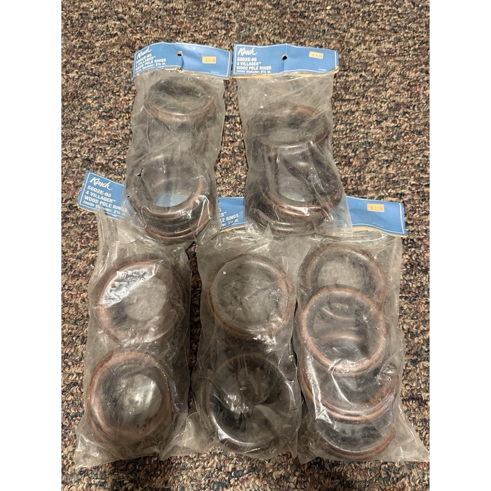 5 New Kirsch  5502E-85  4in Villager Wood Pole Rings  2.25in  Inside Diameter